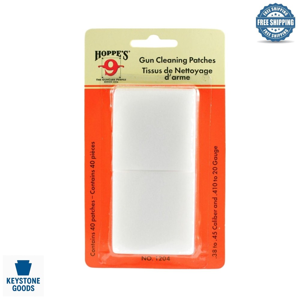 40 Ultra-Absorbent Cleaning Patches for .38-.45 Caliber & 20 Gauge