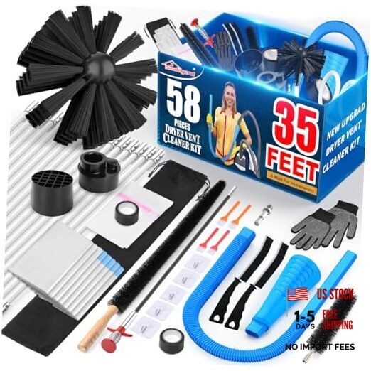 58-Pieces 35-Feet Dryer Vent Cleaner Kit, Dryer Cleaning Tools, Include 35Feet