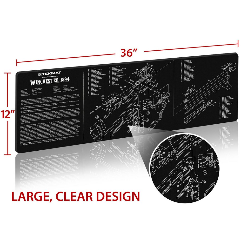 Long Gun Illustrated Gun Cleaning and Repair Mat, Neoprene, Choice of Design
