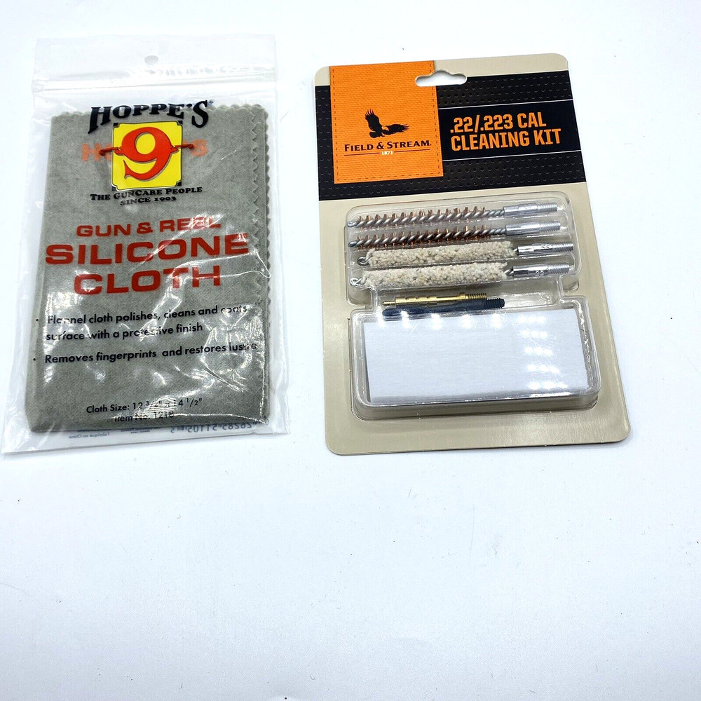 Field & Stream .22 Caliber Cleaning Kit & Hoppe”s Gun & Reel Silicone Cloth