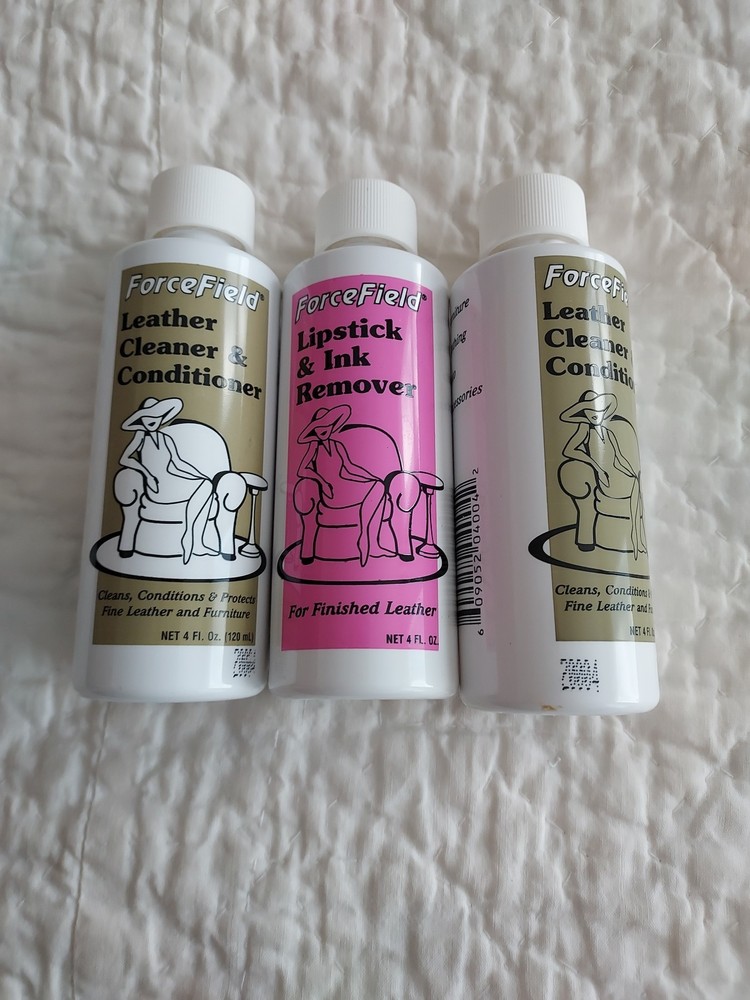 New Force Field Leather Cleaner Conditioner + Lipstick And Ink Remover Bottles