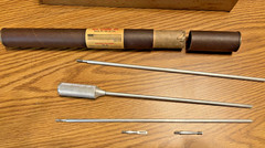 VTG. GUNSLICK RIFLE CLEANING KIT #477 & CONTENTS (RAMROD, GREESE, PATCHES, LUBE