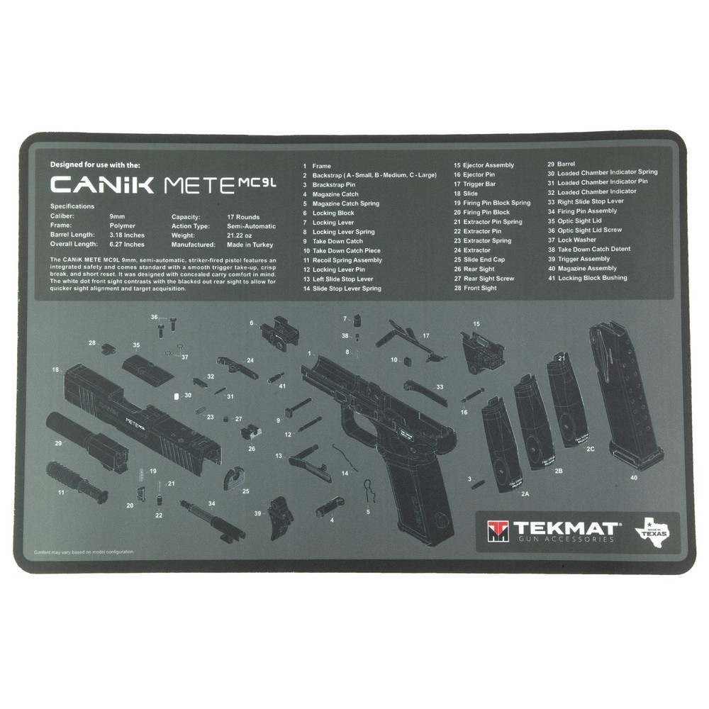 TekMat Canik MC9L Pistol Cleaning Mat 11×17 Padded Oil-Resistant Black