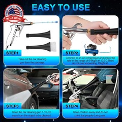 2 Nozzles Air Cleaning Gun, Dry Cleaning Gun Quickly Blasts Dust, Dirt and Grime
