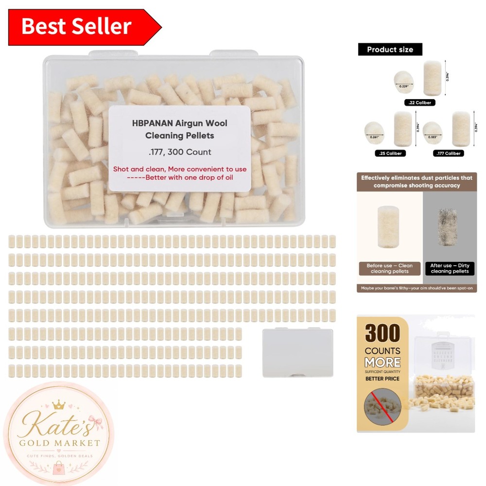 Barrel-Safe Cleaning Pellets for .177 Caliber – 300 Natural Cotton Felt with Box