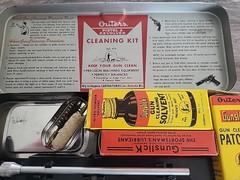 3 Vintage Outers GUNSLICK Revolver Cleaning Kit .45 Cal 30 Cal & 22 Cal Tin Case