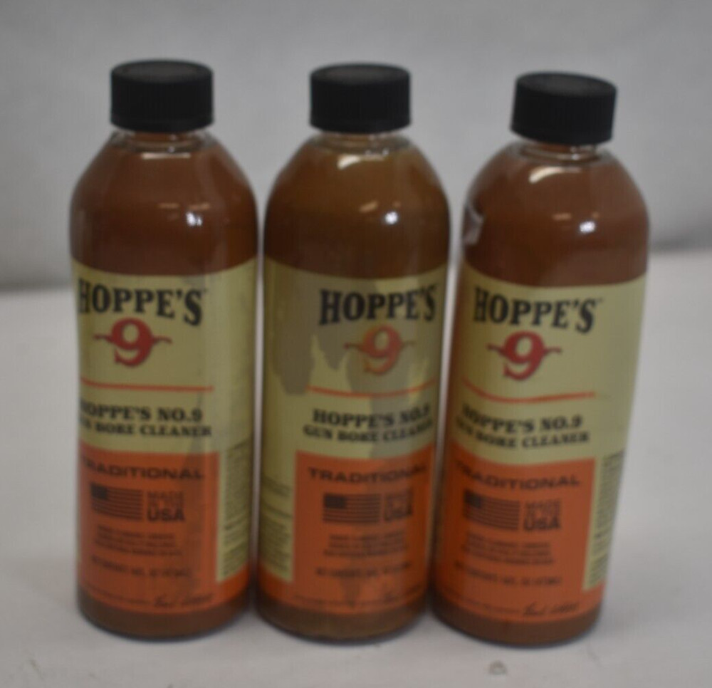 3 Pack Hoppe’s No. 9 Gun Bore Cleaning Solvent 1-Pint (6 Ounce Bottle Hoppes 916