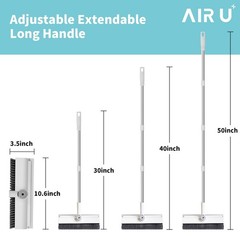 Floor Scrub Brush w/ Long Handle, 3-in-1 Scrape, Stiff Bristles, 360° Rotating H