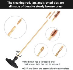Pistol Cleaning Kit 9mm .357 .22 .45 .40 Caliber Handgun Brass Brush 100 Patches