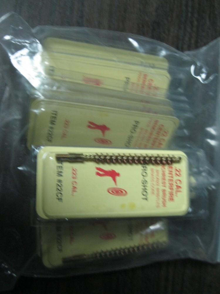 Pro-Shot Benchrest Quality Rfl. Bore Brush .22 / 223 Cal lot of 10 new in pkg.