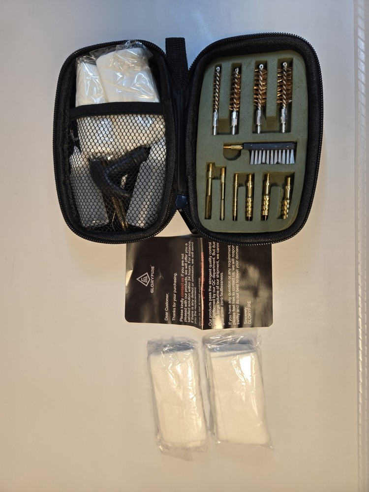 GLORYFIRE Gun Cleaning Kit with Bore Brush, Rod, Cloths, Case for Deep Cleaning