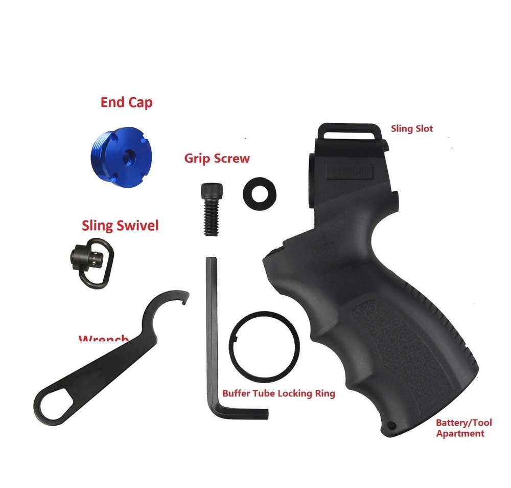 Mossberg 500 Shotgun Grip With Blue End Cap/Sling Swivel and Wrench for the Cap