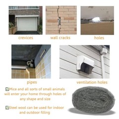 6 Pack of Coarse Steel Wool Gap Blocker for Indoor & Outdoor Pest Control