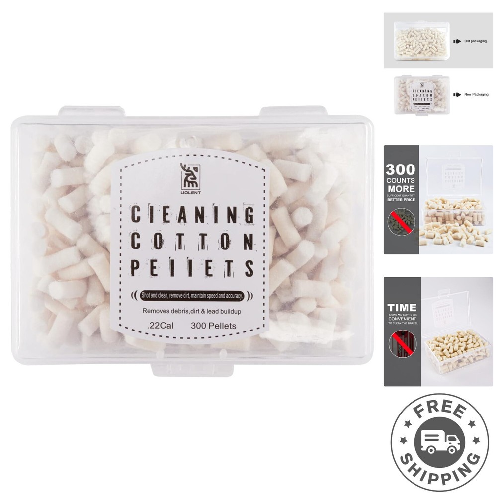 Compact Cotton Wool Felt Cleaning Pellets for .22 Caliber Firearms – 300 Pieces