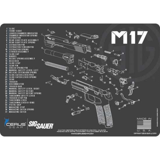 For Sig Sauer M17 P320 PREMIUM Armorers Cleaning Bench Mat Made in USA