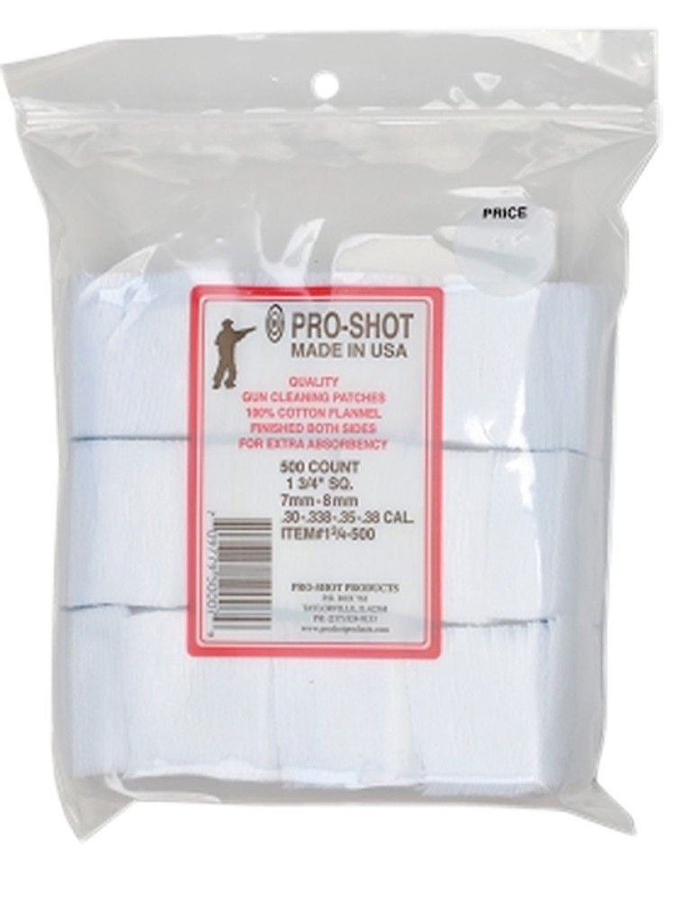 Pro-Shot 134500 Cleaning Patches .38/ 6mm/ 7mm Cal 1.75″ Square Cotton Flannel 5