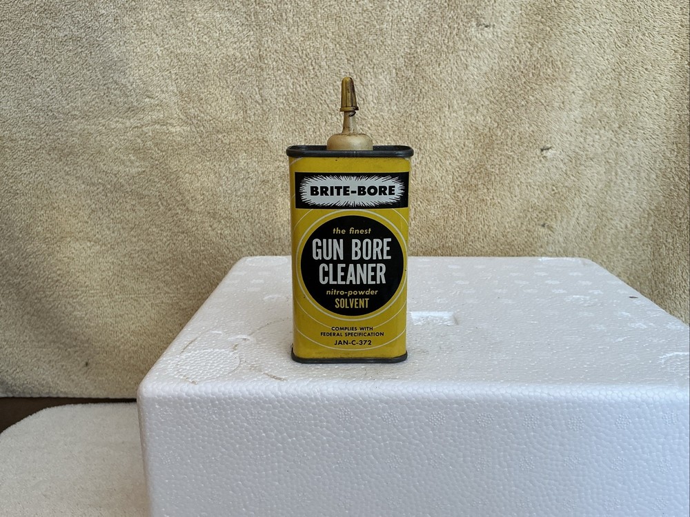 Vintage Brite-Bore Gun Bore Cleaner Solvent Tin Can Partial Contents 4oz