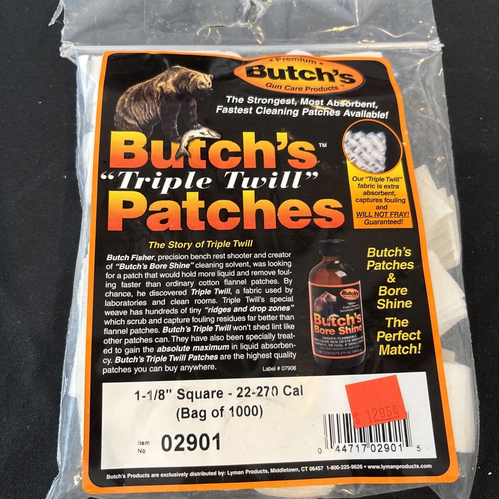 Butch’s Twill Cleaning Patches Bag of 1000 (1-1/8-Inch) .22-.270 Cal