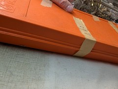 Hoppes 9 Old Vintage Gun Cleaning Kit & Storage Box Nice Orange Hard Case c1980s