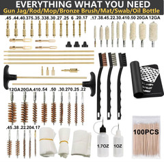Universal Gun Cleaning Kit with Mat & Case, Brass Jags, Rods, All Calibers