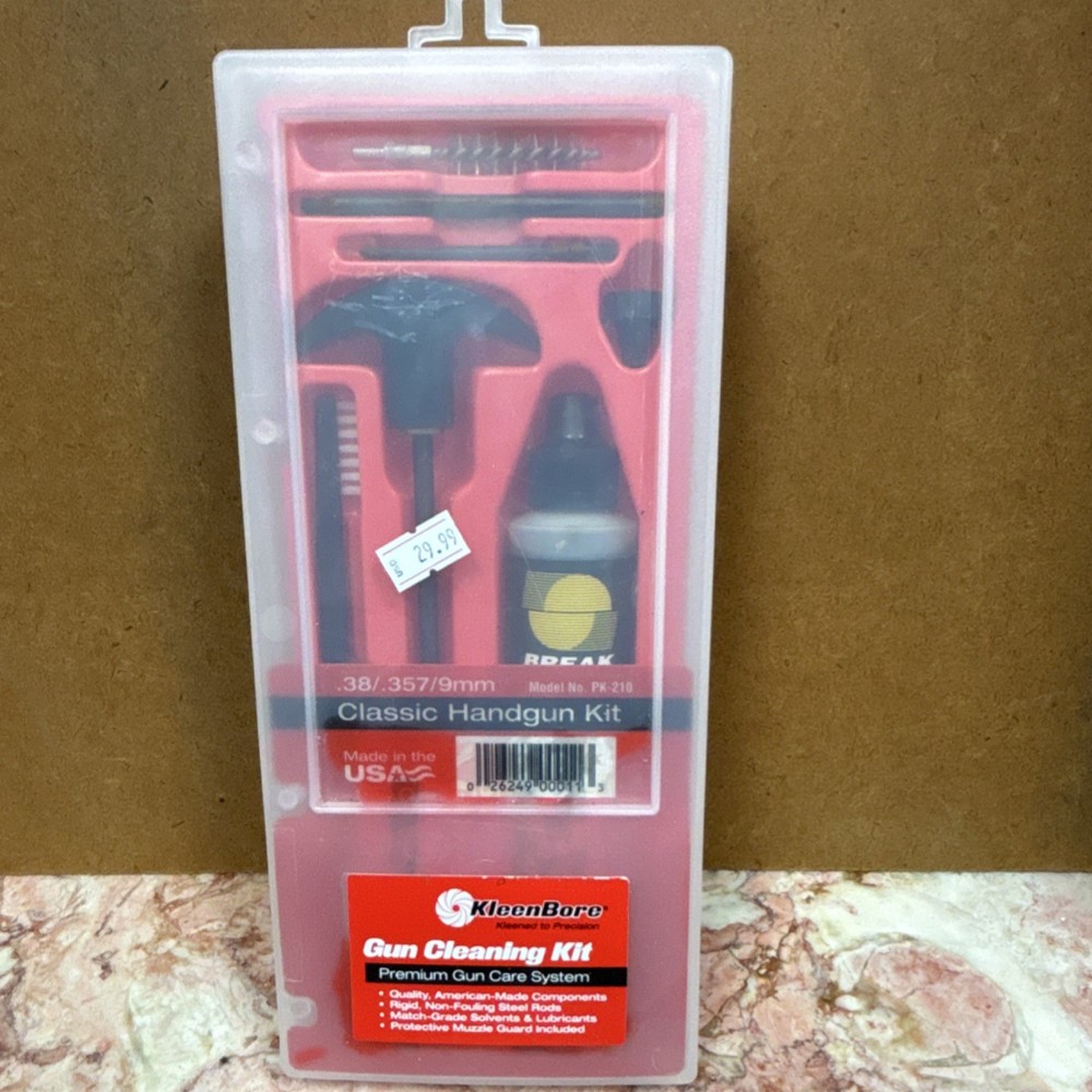 KleenBore Classic Handgun Cleaning Kit .38/.357/9mm With Case PK-210