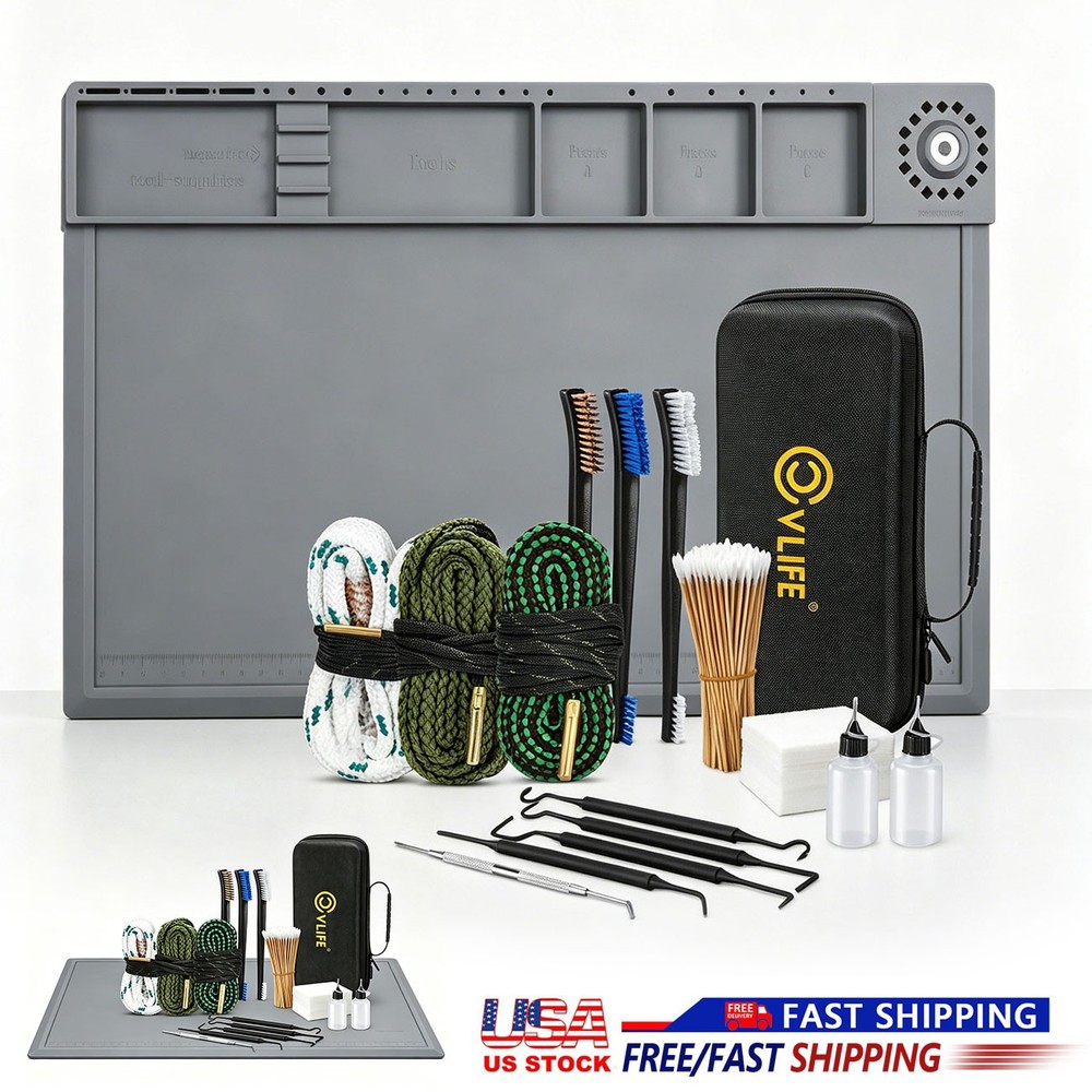 162PCS Gun Cleaning Kit For 5.56/9mm/12GA Bore Cleaning Supplies w/ Non-slip Mat