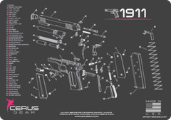 1911 Gun Cleaning Mat Cerus Gear 12″x17″ With Parts Schematic Charcoal / Pink