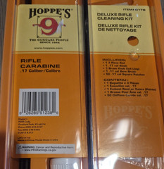 Hoppes Deluxe .17 Caliber Rifle Cleaning Kit NEW With Solvent And Gun Oil