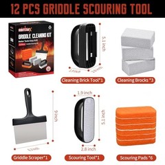 Griddle Cleaning Kit for Blackstone – Grill Stone, Non-Scratch 12pcs Orange