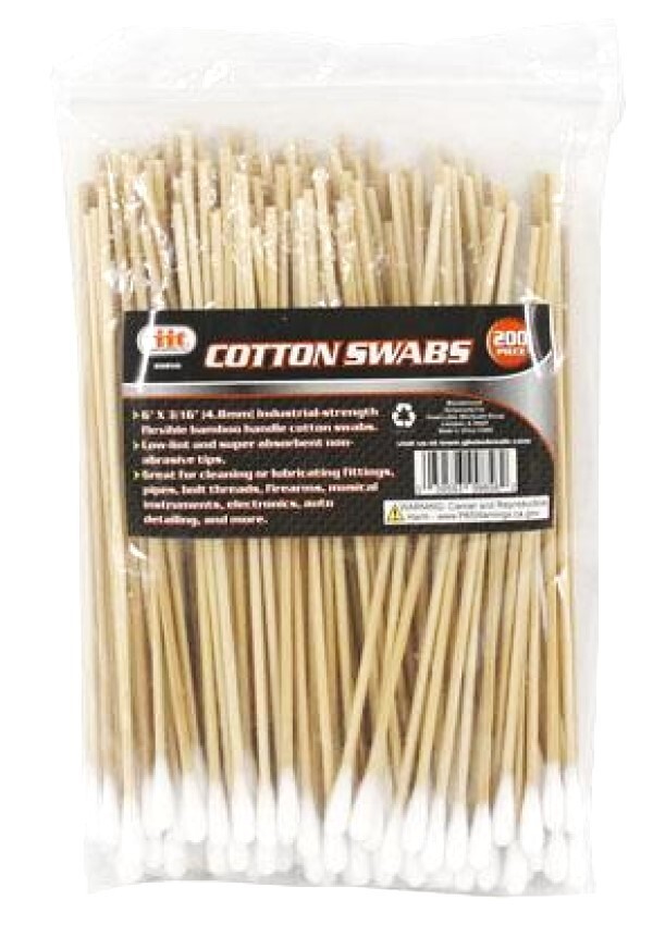 200 IIT 6″ INDUSTRIAL BAMBOO HANDLE COTTON SWABS TIPS DETAILING CLEANING Q GUN