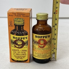 Vintage Bottle of Hoppe’s Nitro Powder Solvent No 9 Rust Bore Cleaning Half Full