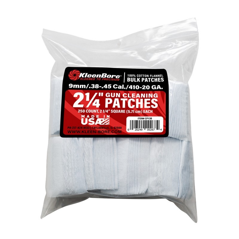 KleenBore CP13B 2-1/4″ Cleaning Patches for .38-.45 Cal. & .410-20 GA, 250 Pack