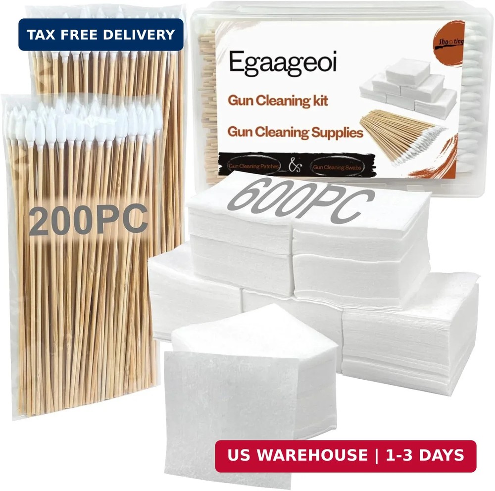 Egaageoi Gun Cleaning Patches and Pointed Swabs with Storage Box – Lint-Free Gun