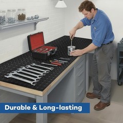 48” x 17” Non-Slip Workbench Mat – Durable PVC with Steel Plate Texture