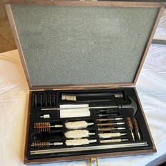 Gun Cleaning Kit with Wooden Case, Bore Brushes, Mop, Cloth, Jag, Accessories