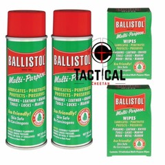 2 Cans of 6 oz Spray Gun Cleaning, Ballistol Multi-Purpose Wipes (20 wipes) &