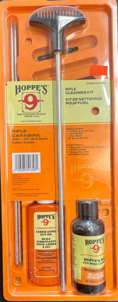 Hoppe’s 9 RIFLE CLEANING KIT – .243-.257 (6-6.5MM)