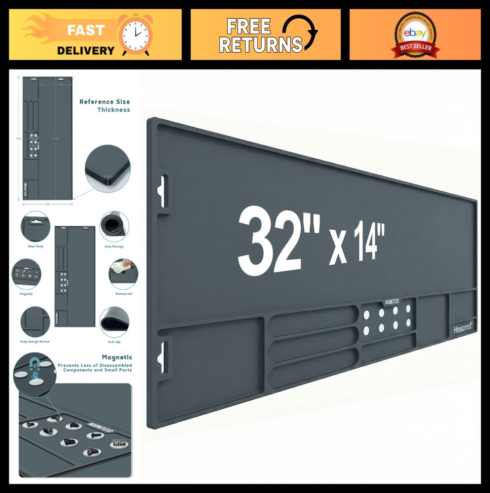 Gun Cleaning Mat with Magnetic Features, Anti-Slip Rubberized Workbench Protecto