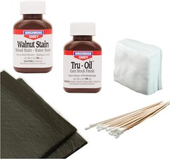Tru-Oil and Walnut Stain for Gun Wood Stock & Grip Refinishing w/ Absorbent Pads