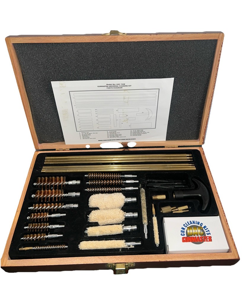 Gunmaster Universal 35 Piece Gun Cleaning Kit, UGC76W,Wooden Case,Great Used Con