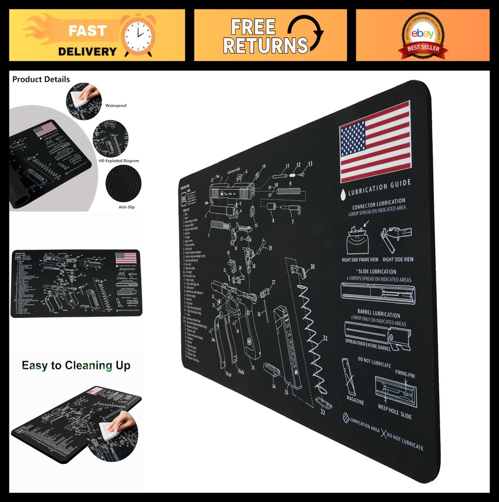 Gun Cleaning Mat 24″x12″ – Thick Waterproof Gun Mat for Pistols & Firearms