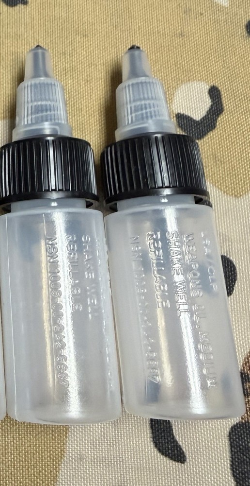 USGI Weapon Oil Bottle LSA CLP 1/2oz Military Cleaning Clear 2 Pack Empty NOS