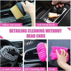 20PCS Car Cleaning Kit, Car Interior Detailing Kit with Red High Power Pink