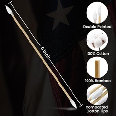 Gun Cleaning Swabs Double-Ended 6″ Pointed Tip Cotton Firearm Cleaning Q-Tips