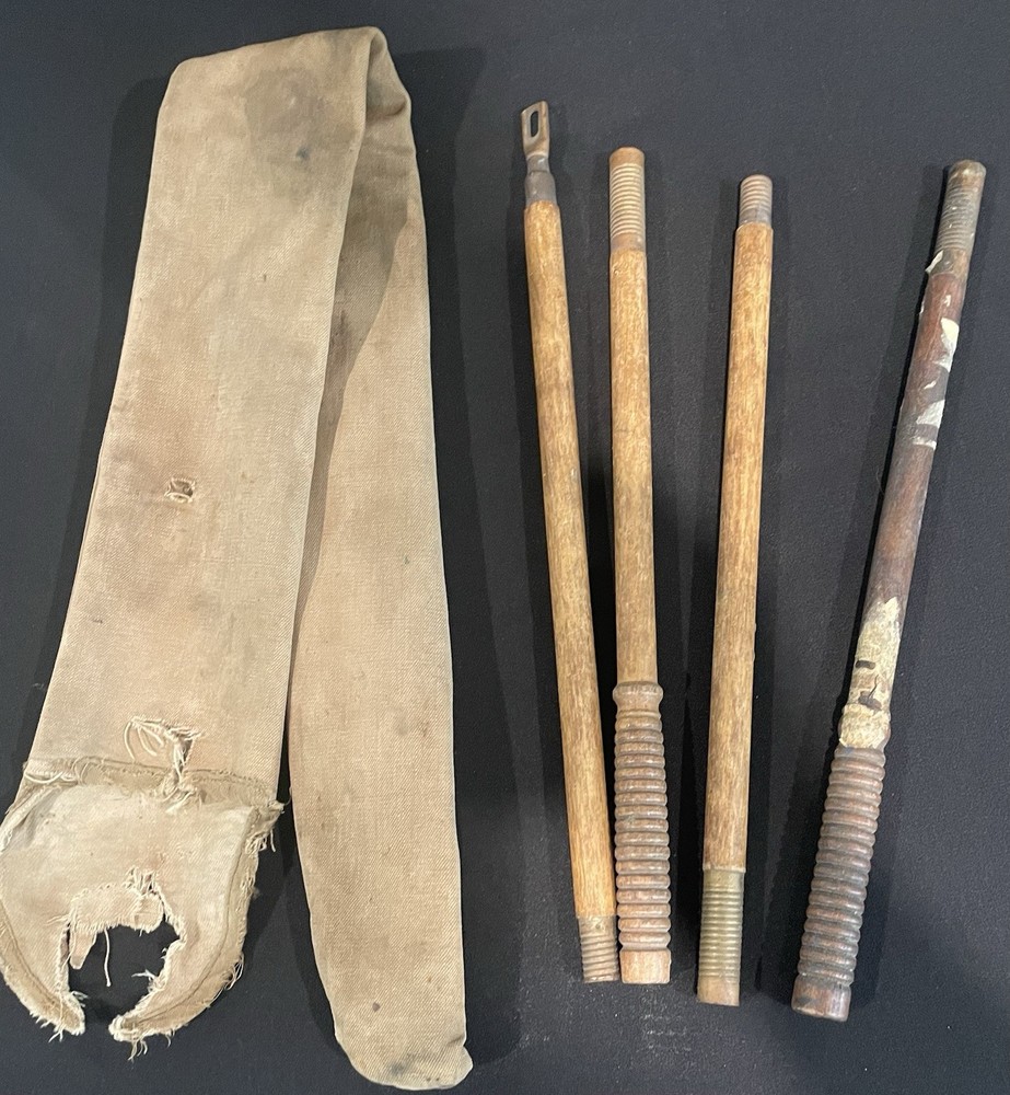 Vintage Wood 3 Piece Shotgun Cleaning Rod With Brass Tip, Brass couplings