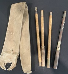Vintage Wood 3 Piece Shotgun Cleaning Rod With Brass Tip, Brass couplings
