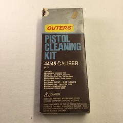 Vintage Outers Pistol Cleaning Kit 44 45 Caliber Brown Case Gun Oil Brushes