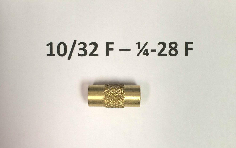 SpinJag Adapter 10/32 F – 1/4-28 F , Standoffs Brass
