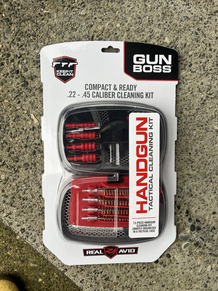 Real Avid Gun Boss Handgun Cleaning Kit .22-.45 Cal With Case