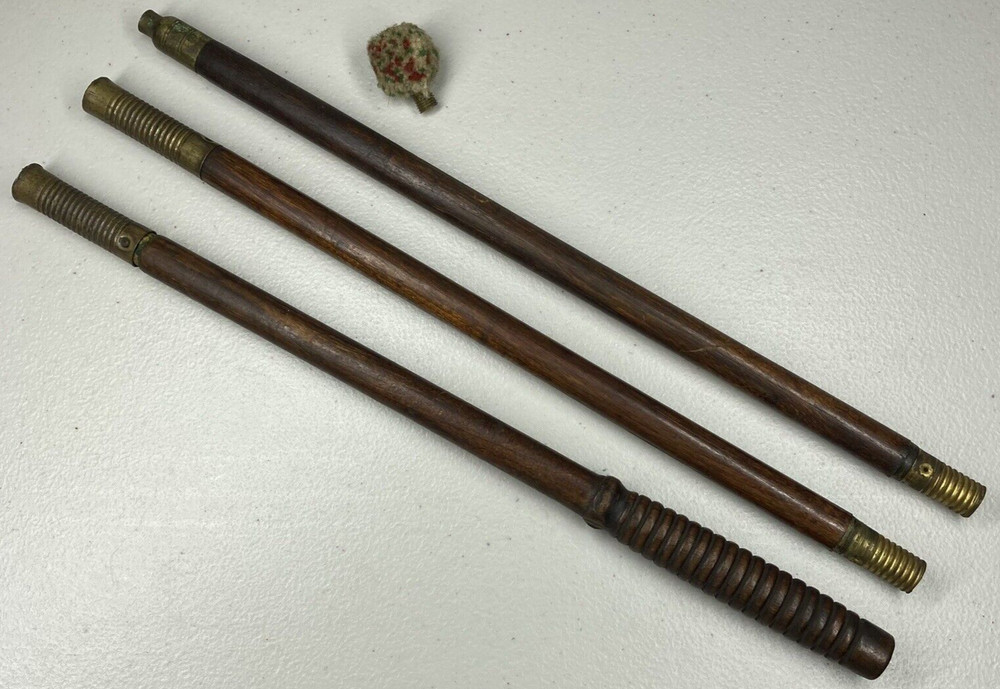 Vintage Wood & Brass 3 Piece Shotgun Cleaning Rod With Soft Tip